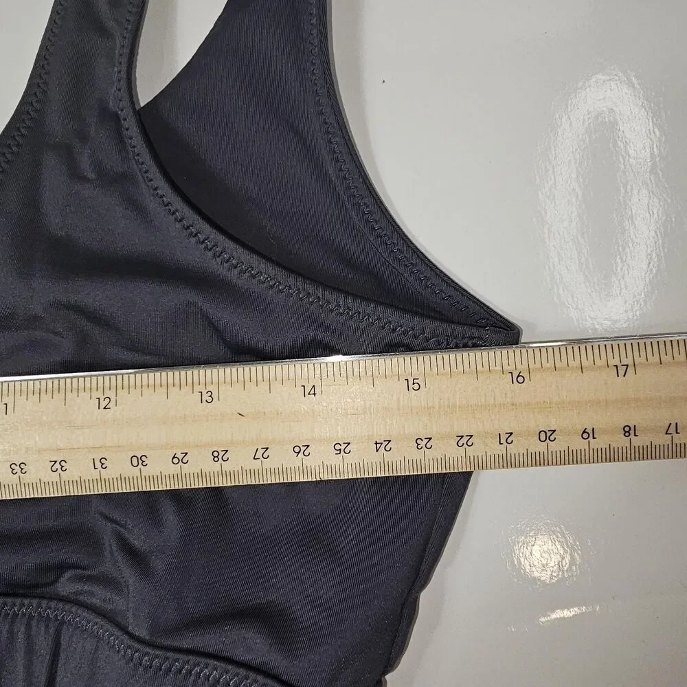 Skims Swim Top Womens XL Gray Bralette Bikini Wide Strap Lined Stretch Quick Dry